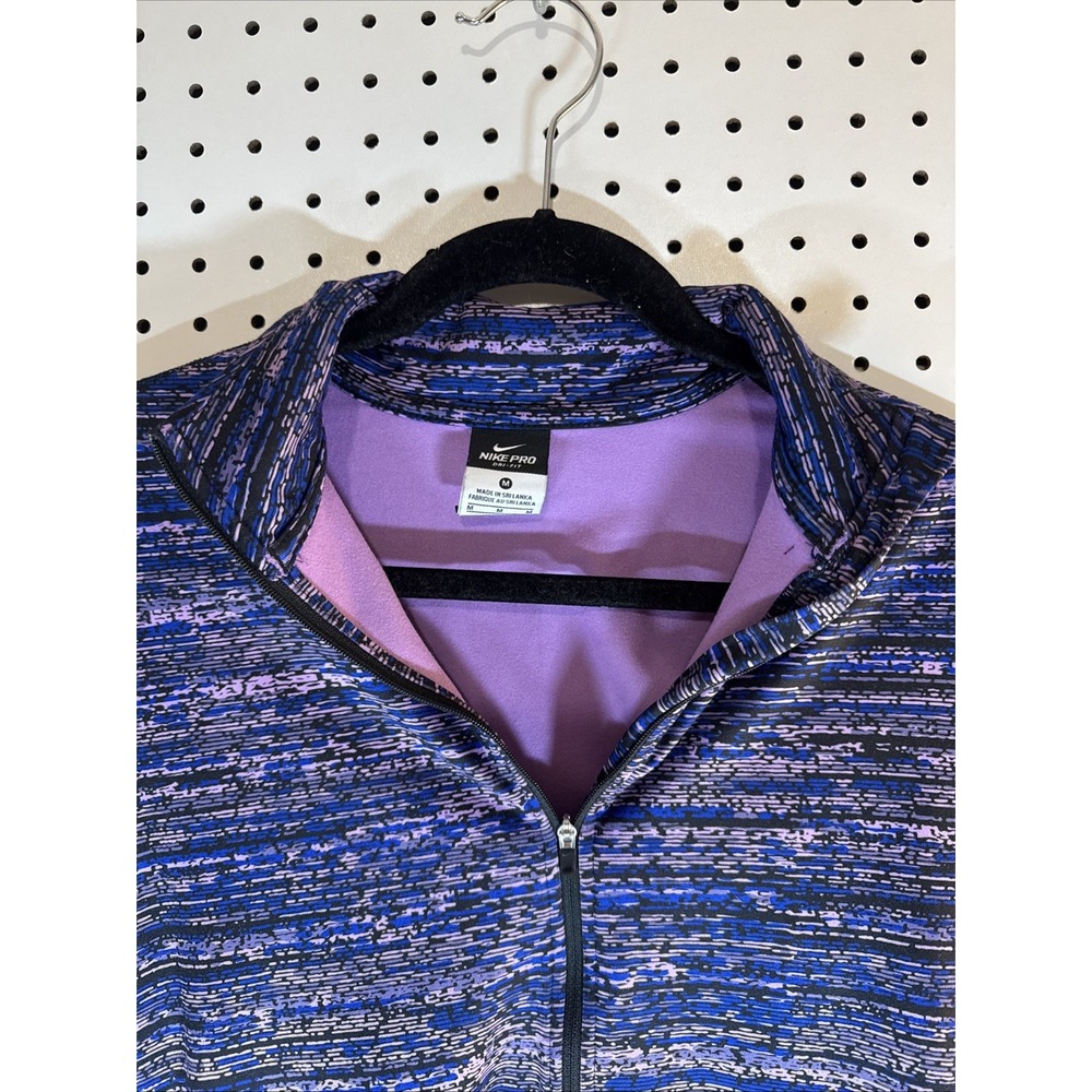 Nike Pro Blue Purple Dri-Fit Half-Zip Thumbholes Pullover Women's‎ M - Picture 2 of 12